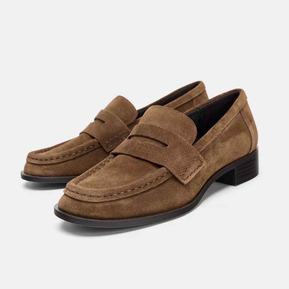 NWT Zara Split leather Saddle loafers